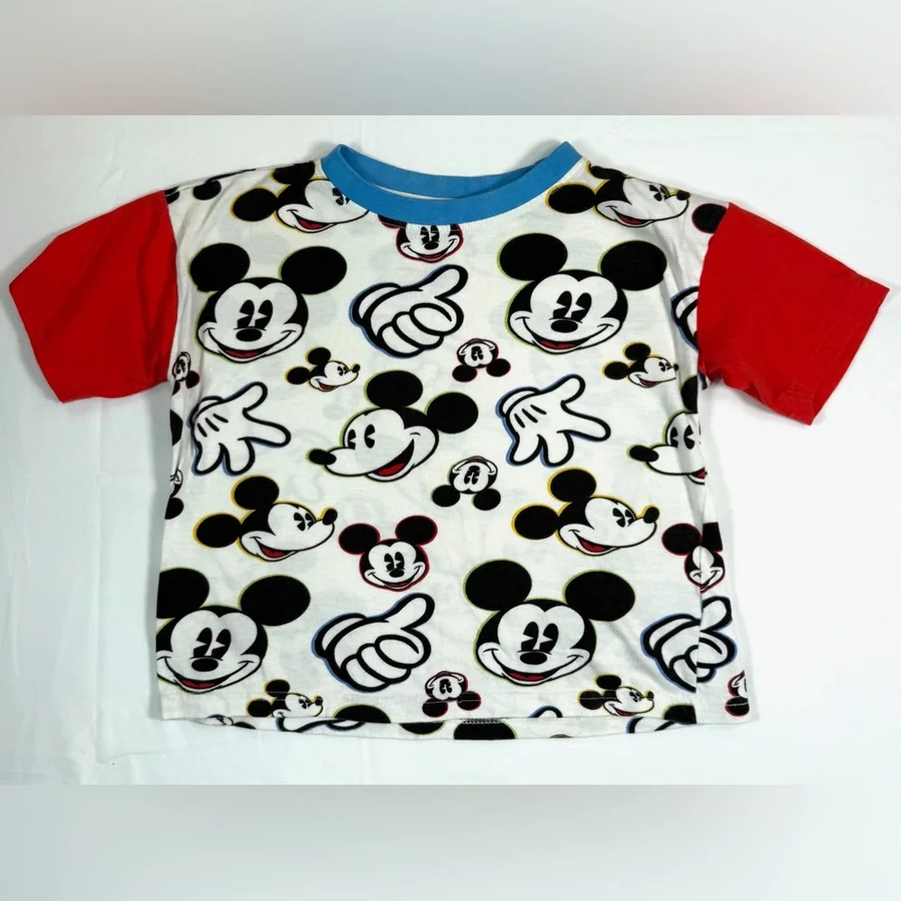 DISNEY Boys Graphic T Shirt‎ Size 6 Mickey Mouse All Over Print Playful Classic